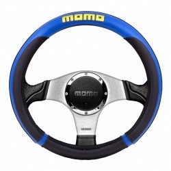 Оплетка на руль MOMO-301 Sport (черн/синий) перфор.кожа M